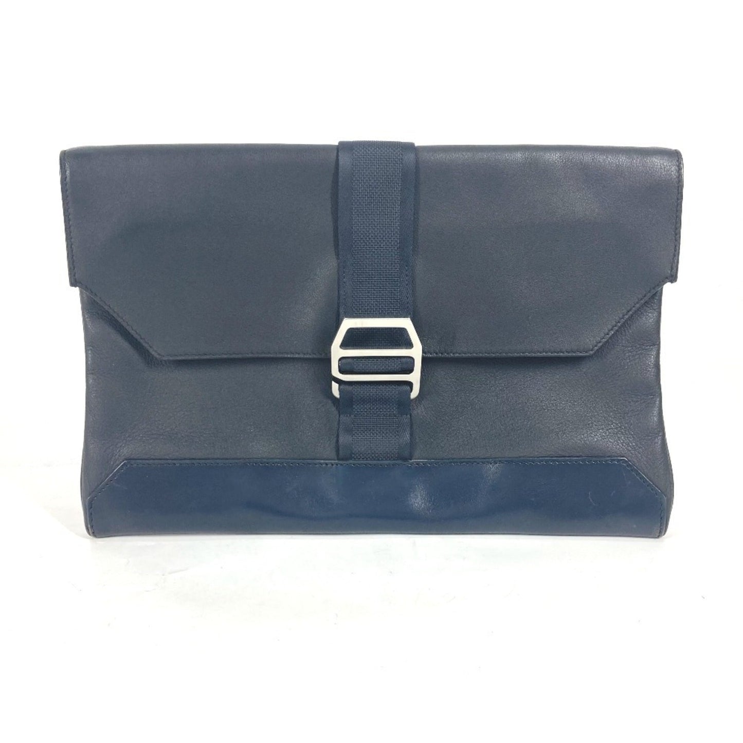 Hermes Navy Leather Clutch Bag Pouch ( )