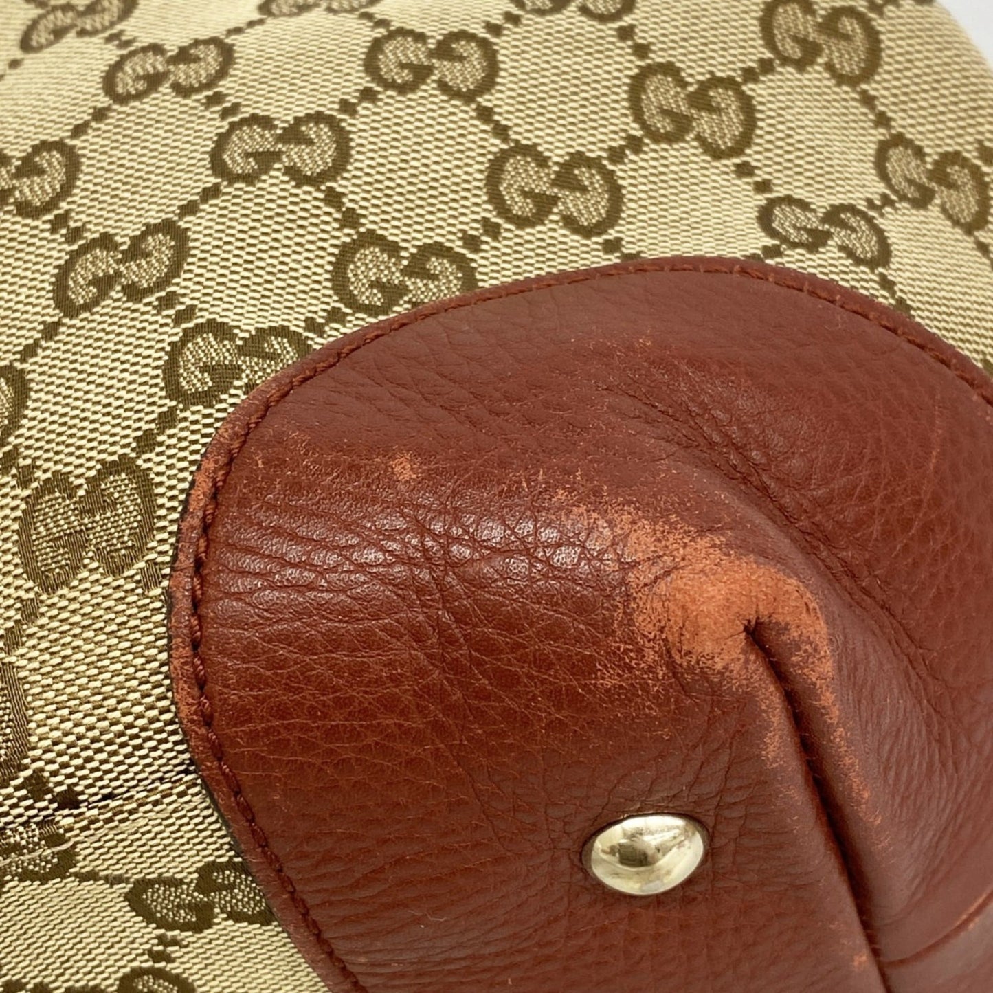 Gucci Beige Red Color Canvas Tote Bag ( )