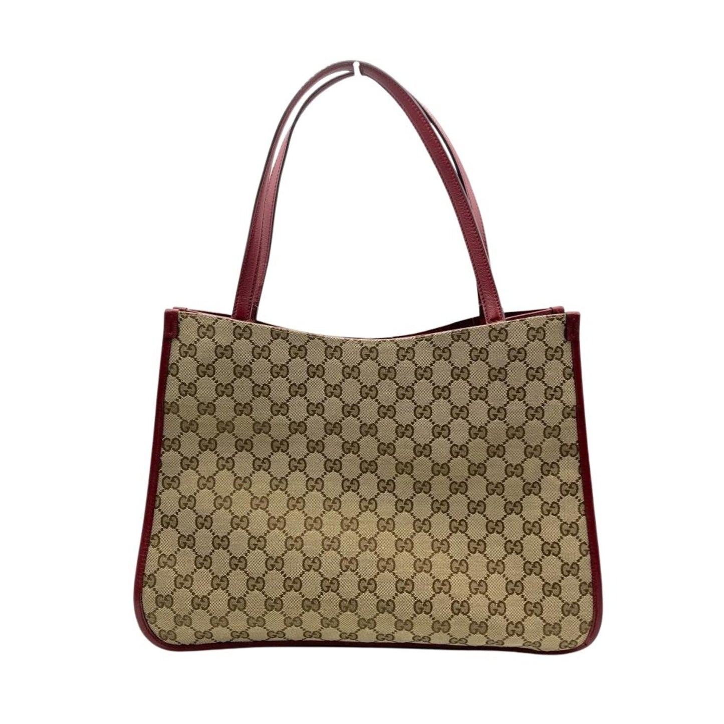 Gucci Beige Gg Canvas Leather Tote Bag ( )