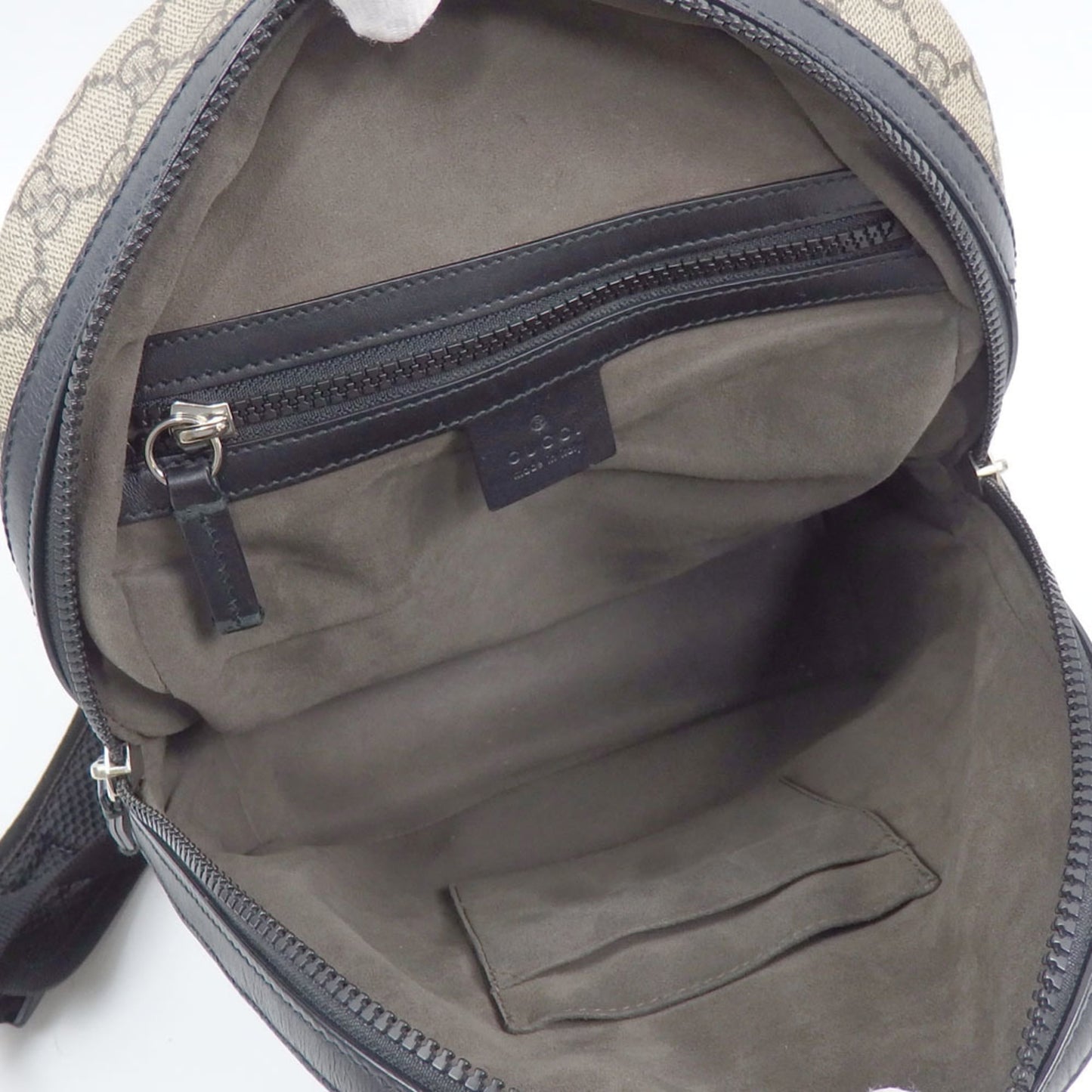 Gucci Beige Black Gg Supreme Leather Backpack ( )