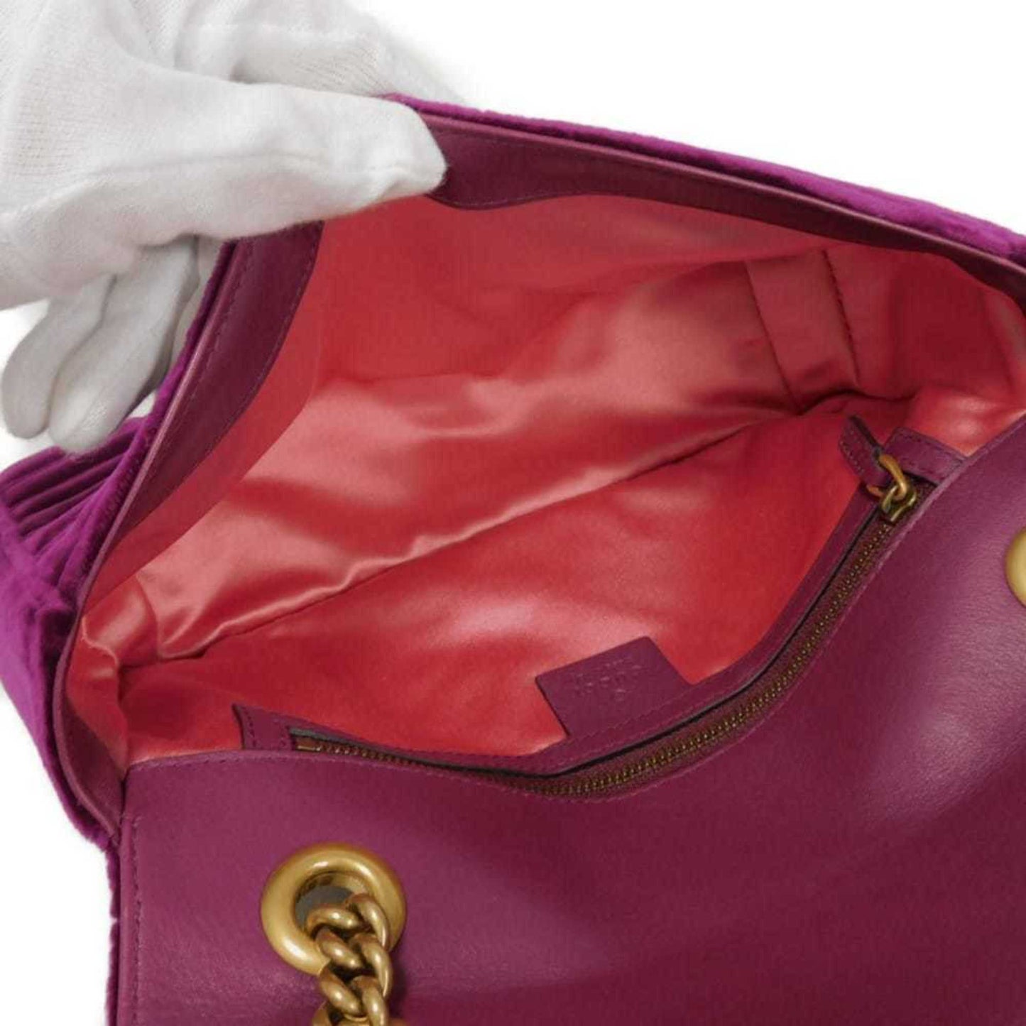 Gucci Purple Velvet Shoulder Bag ( )