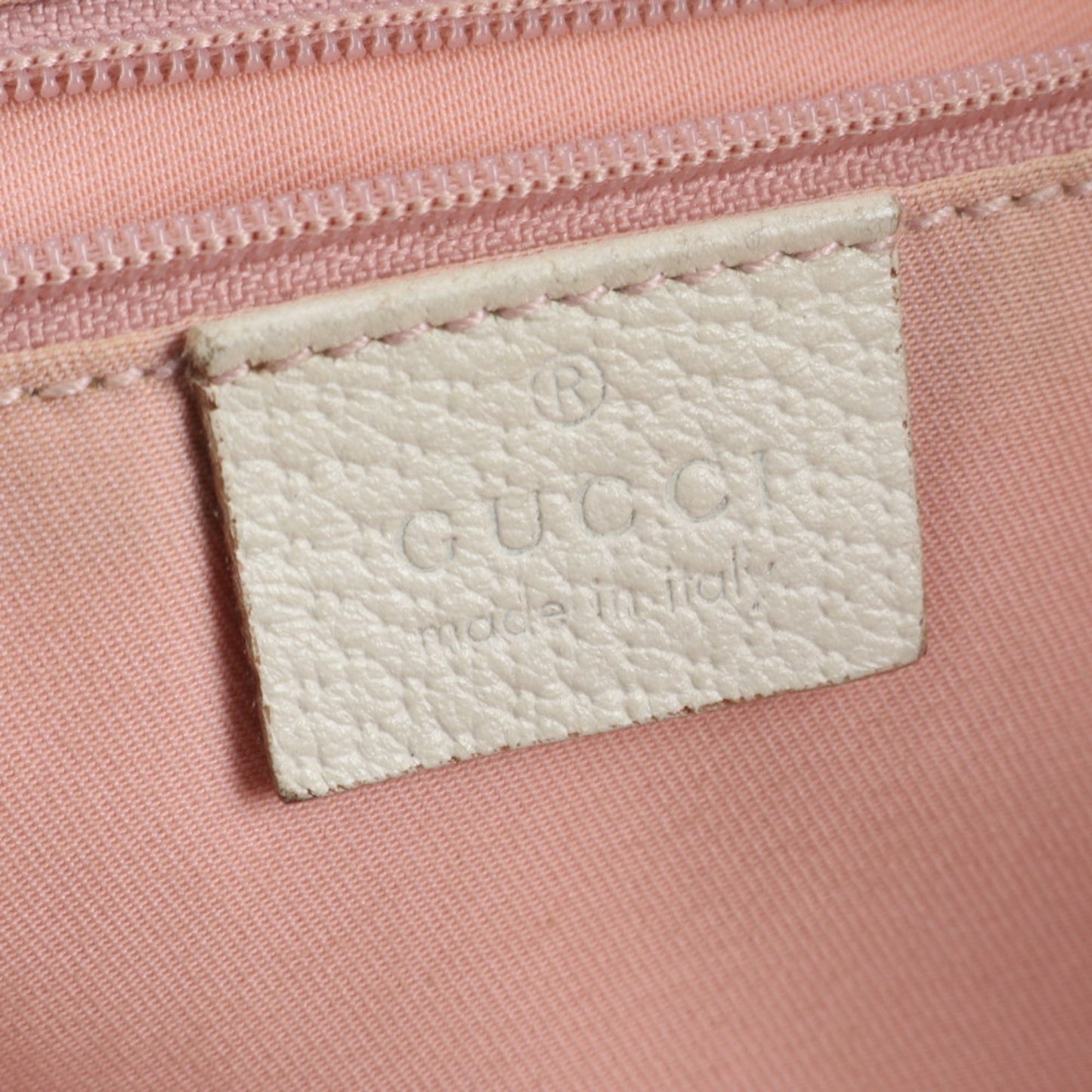 Gucci Pink Beige Leather Canvas Tote Bag ( )