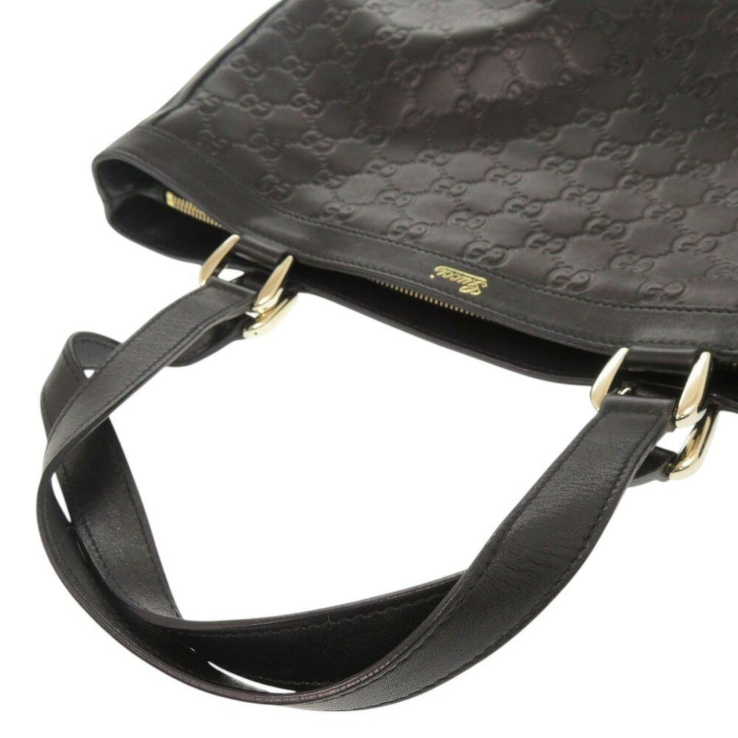 Gucci Black Leather Handbag Tote Bag ( )