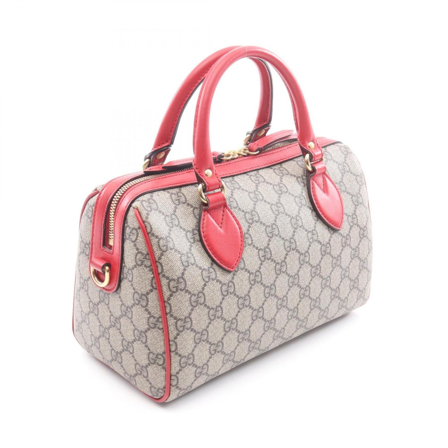 Gucci Beige Red Color Gg Supreme Leather Handbag ( )