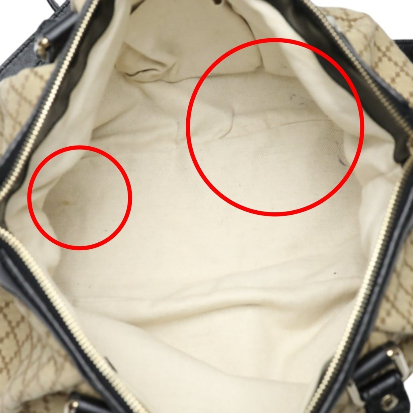 Gucci Beige Black Canvas Shoulder Bag ( )