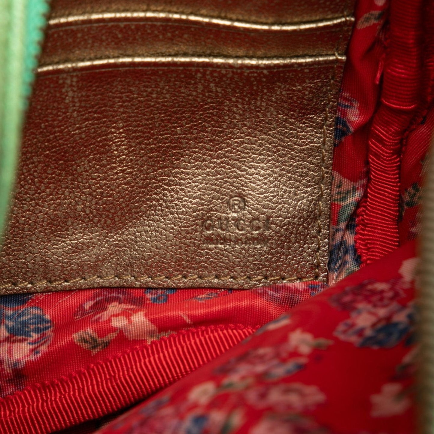 Gucci Gold Green Red Color Leather Clutch Bag ( )