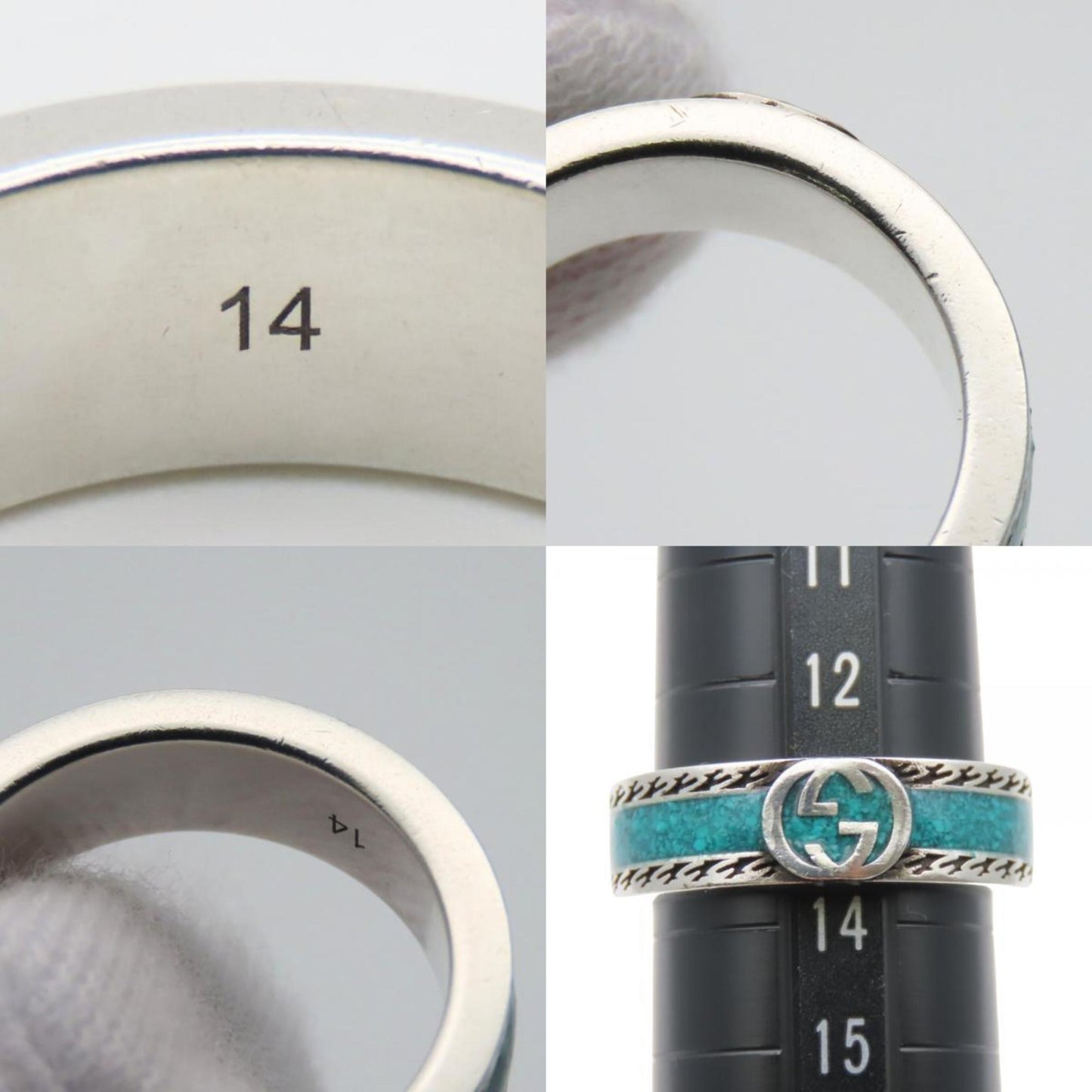 Gucci Silver Turquoise Enamel Silver 925 Band Ring ( )
