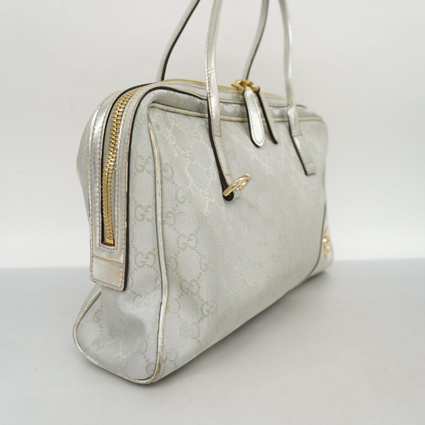 GUCCI Auth  GG Canvas Tote Bag 169971 Women's Tote Bag Silver