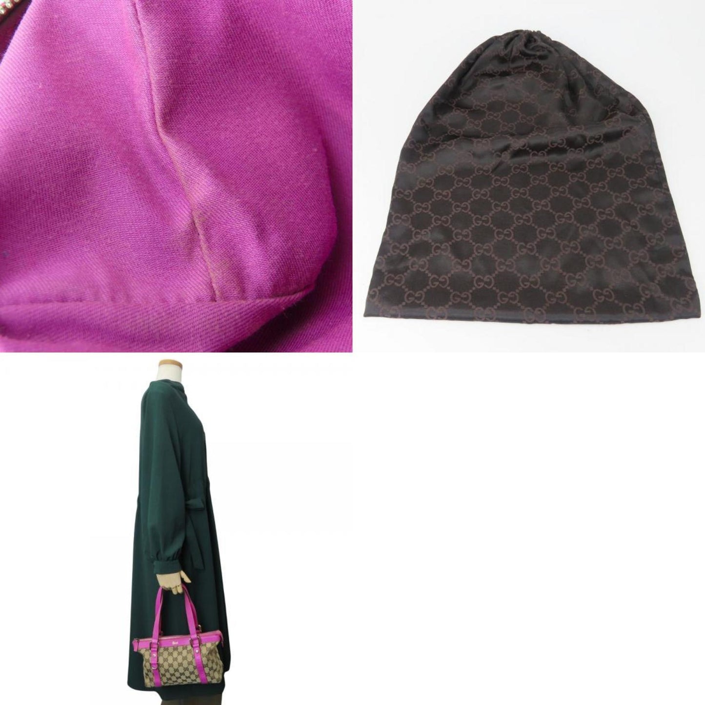 Gucci Gg Canvas Beige Purple Gg Canvas Leather Handbag ( )