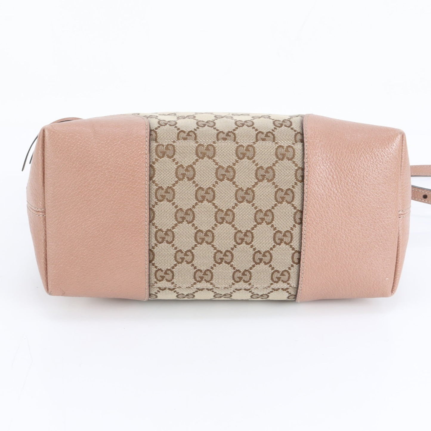 Gucci Pink Beige Leather Canvas Tote Bag ( )