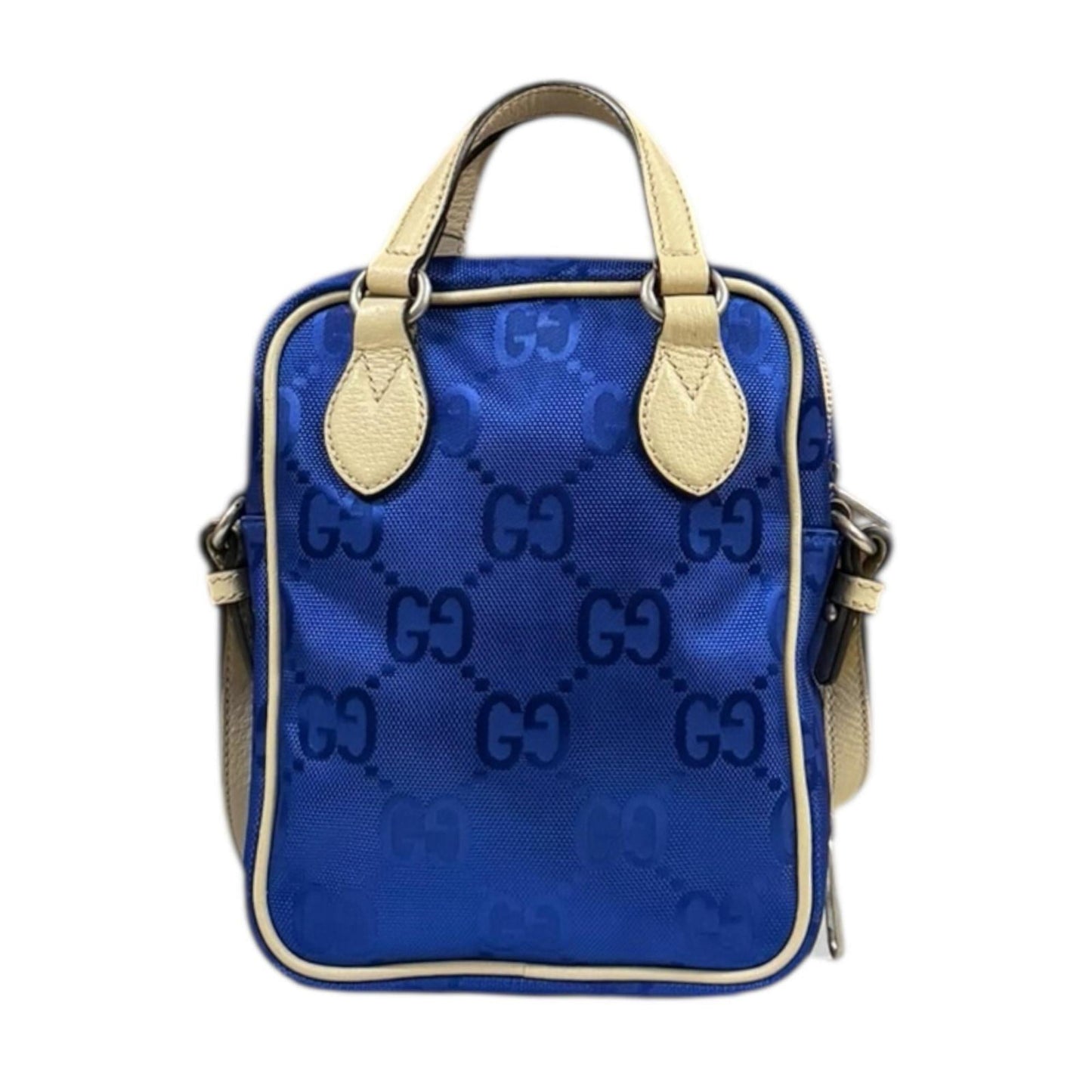 Gucci Beige Blue Nylon Leather Shoulder Bag ( )