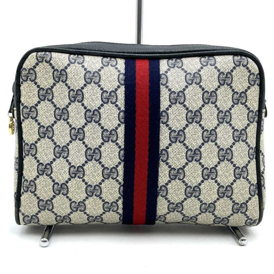 Gucci Navy Gg Supreme Clutch Bag Pouch ( )