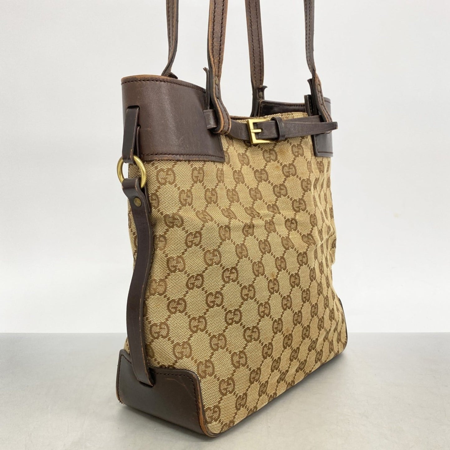 Gucci Beige Brown Canvas Handbag ( )