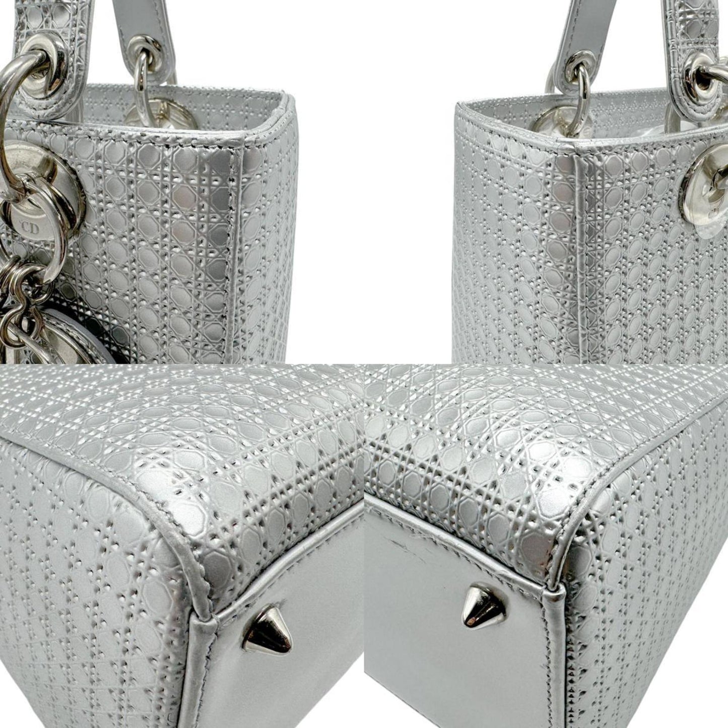 Christian Dior Silver Leather Handbag Shoulder Bag ()