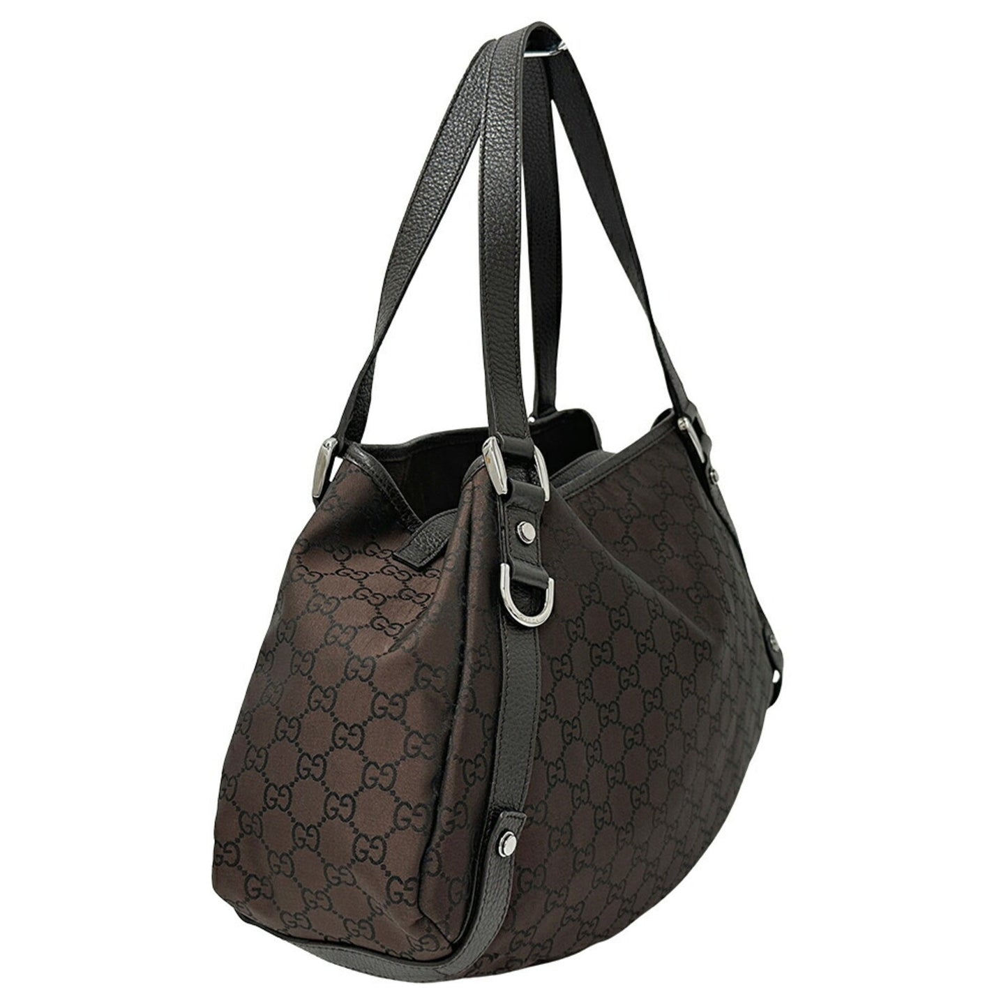 Gucci Abbey Dark Brown Nylon Shoulder Bag Tote Bag ( )