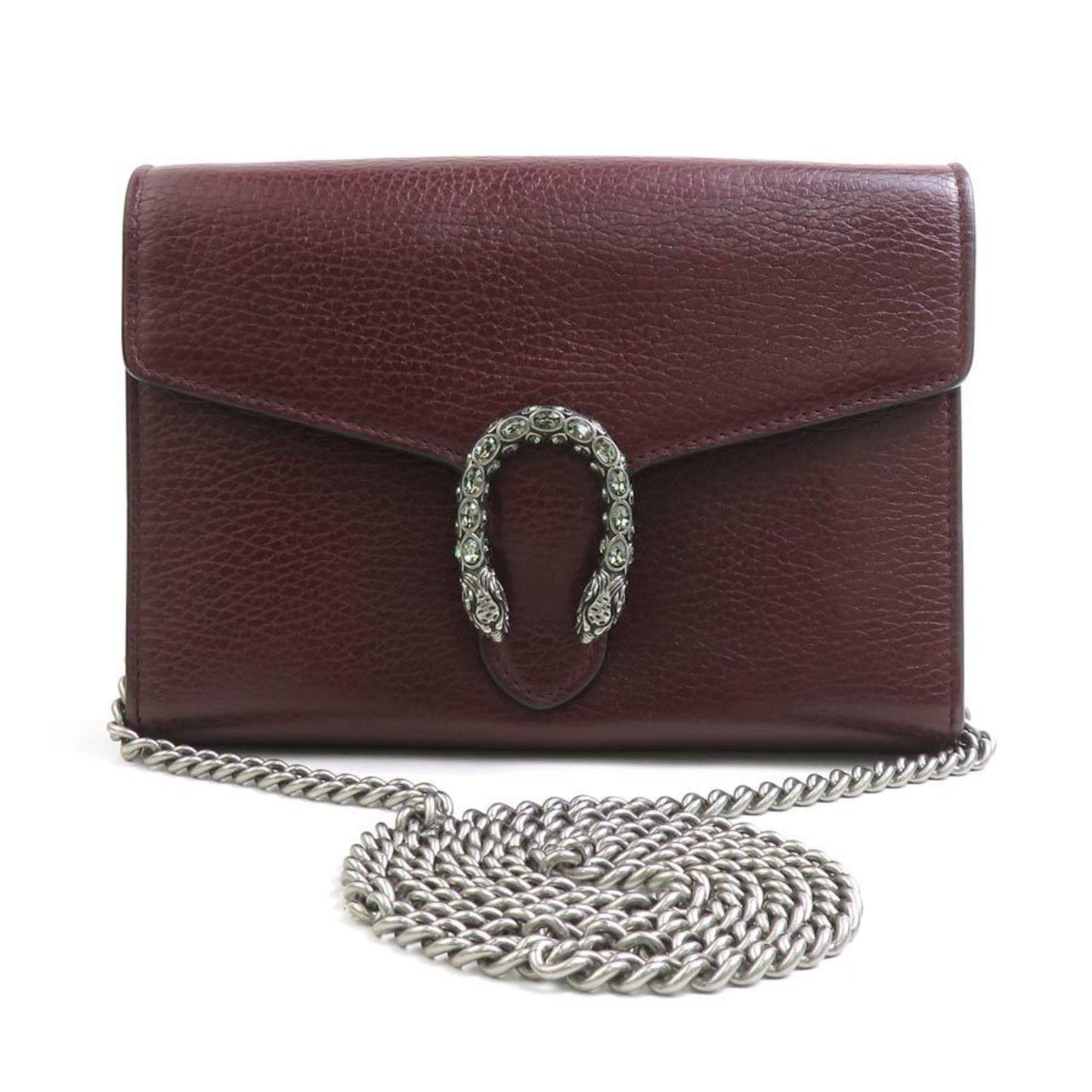 Gucci Bordeaux Leather Chain/Shoulder Wallet ( )