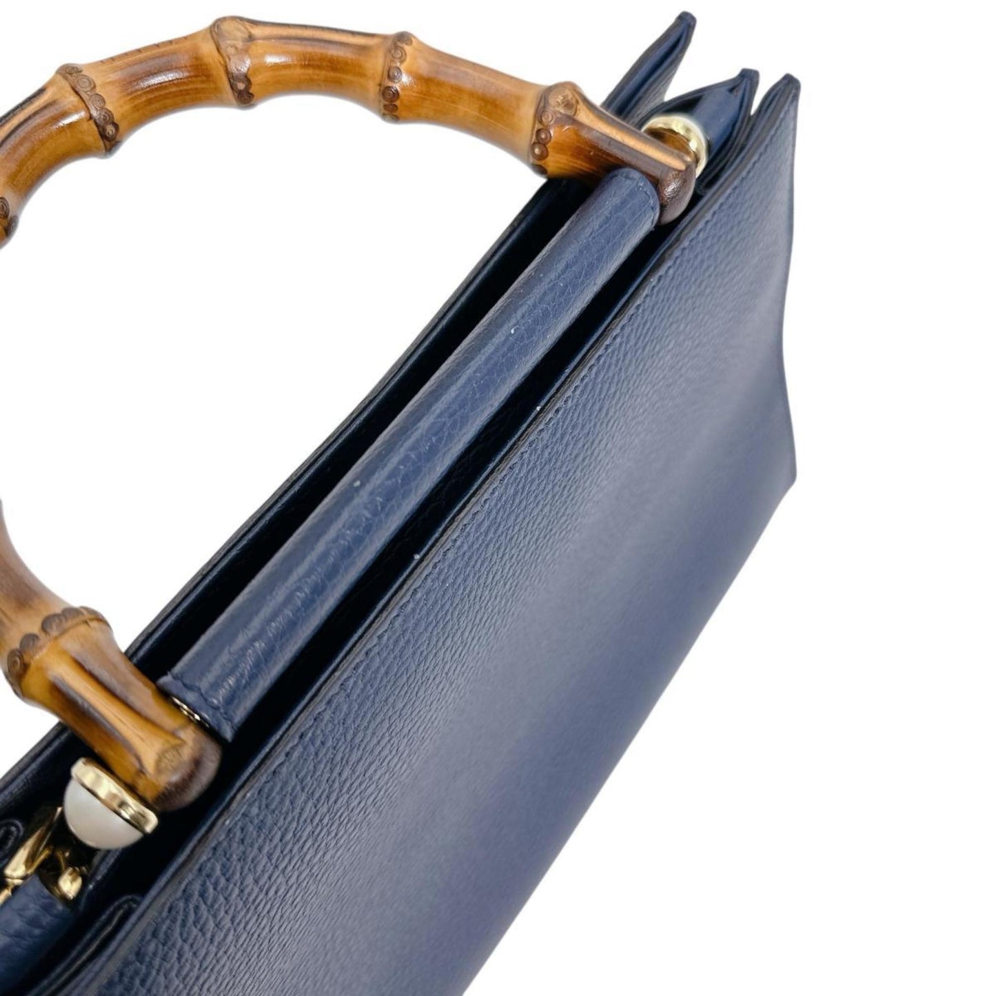 Gucci Blue Bamboo Leather Handbag ( )