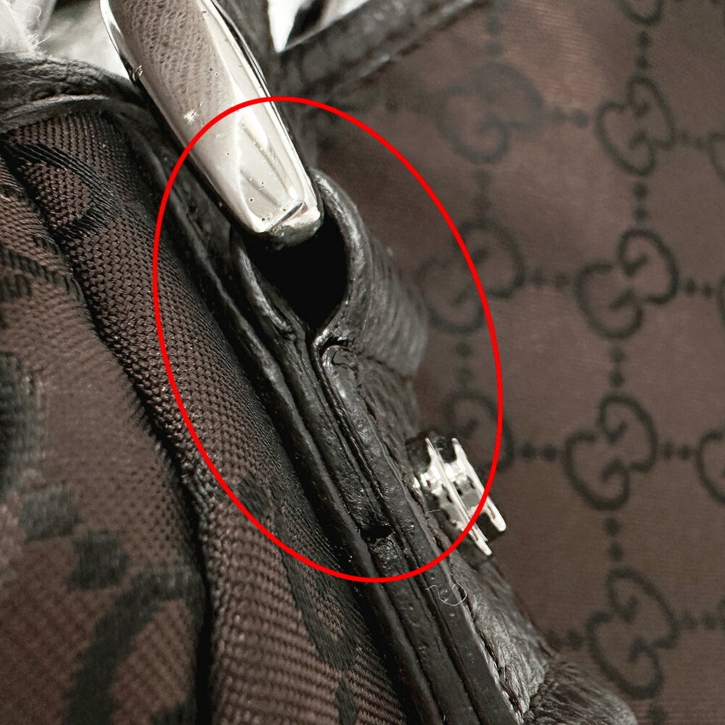 Gucci Abbey Dark Brown Nylon Shoulder Bag Tote Bag ( )