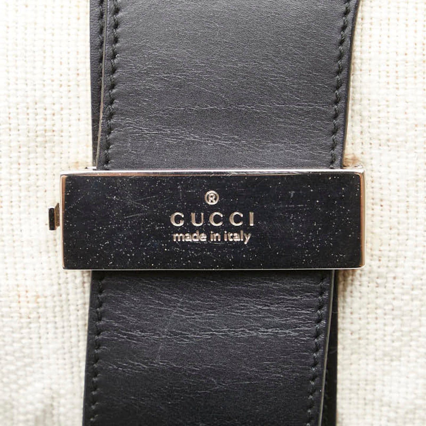 Gucci Black Ivory Canvas Leather Handbag Shoulder Bag ( )