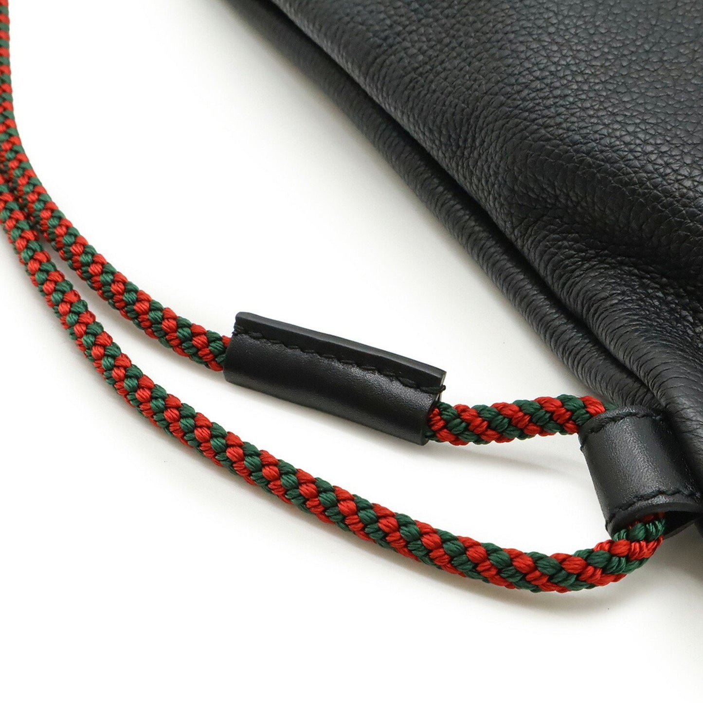 Gucci Black Green Red Color Leather Backpack Tote Bag ( )