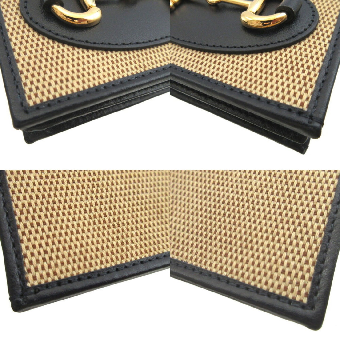 Gucci Beige Navy Canvas Leather Coin Purse/Coin Case ( )