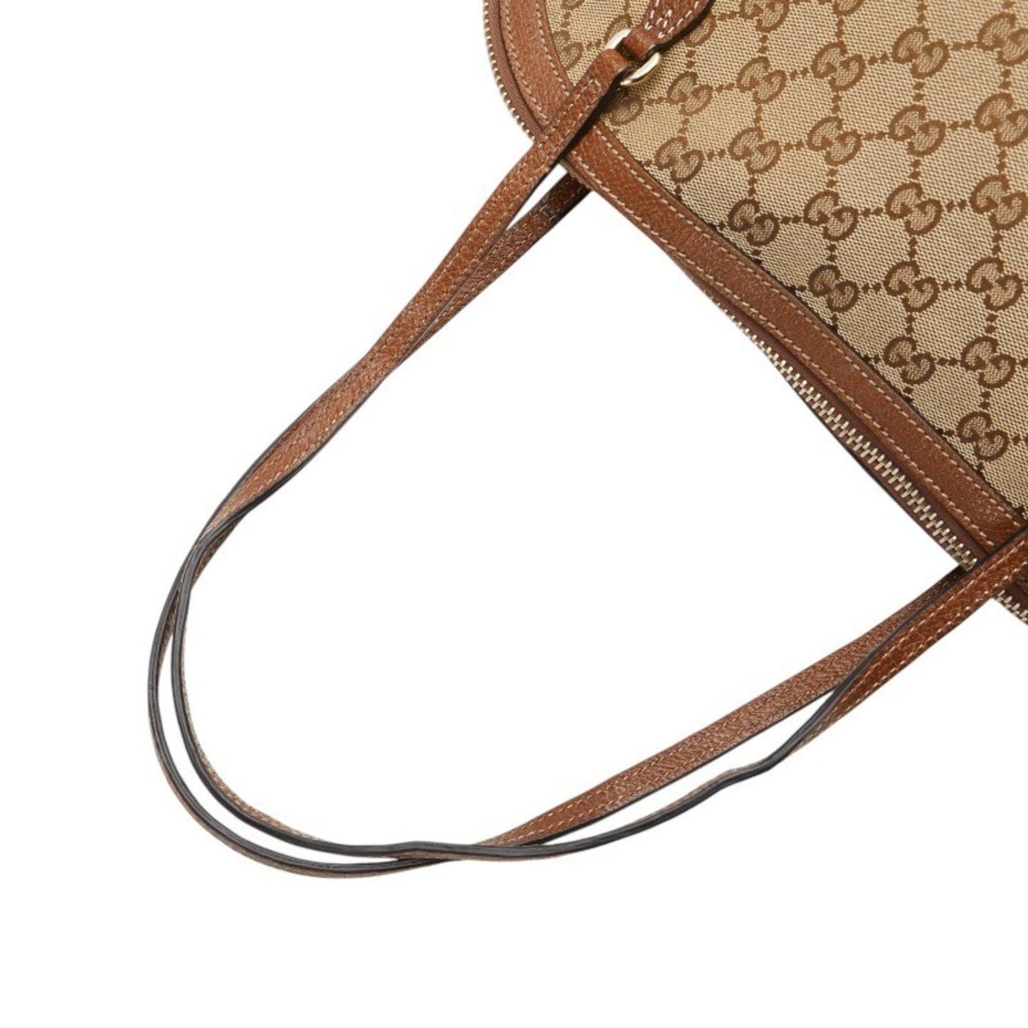 Gucci Gg Canvas Beige Brown Gg Canvas Leather Handbag Tote Bag ( )