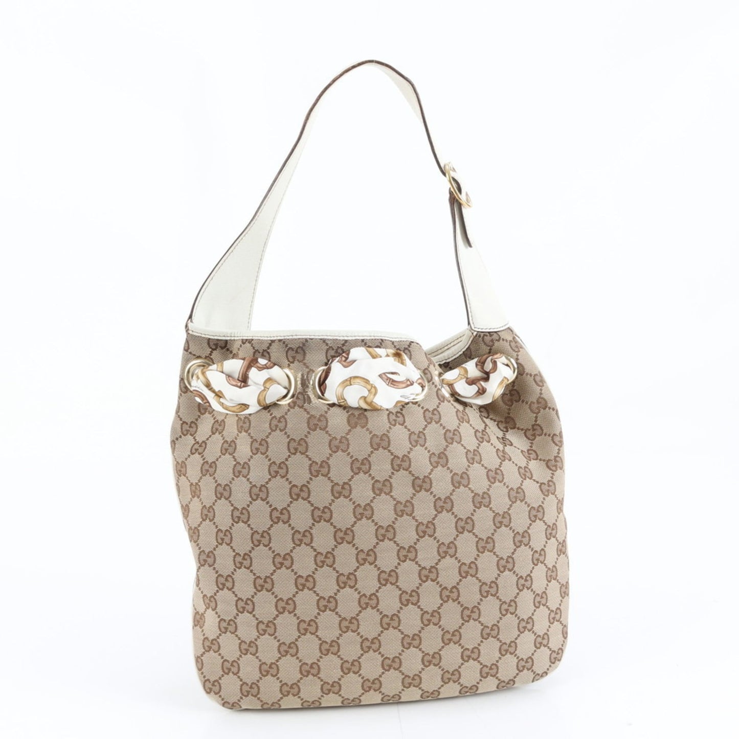 Gucci Brown Leather Canvas Shoulder Bag ( )