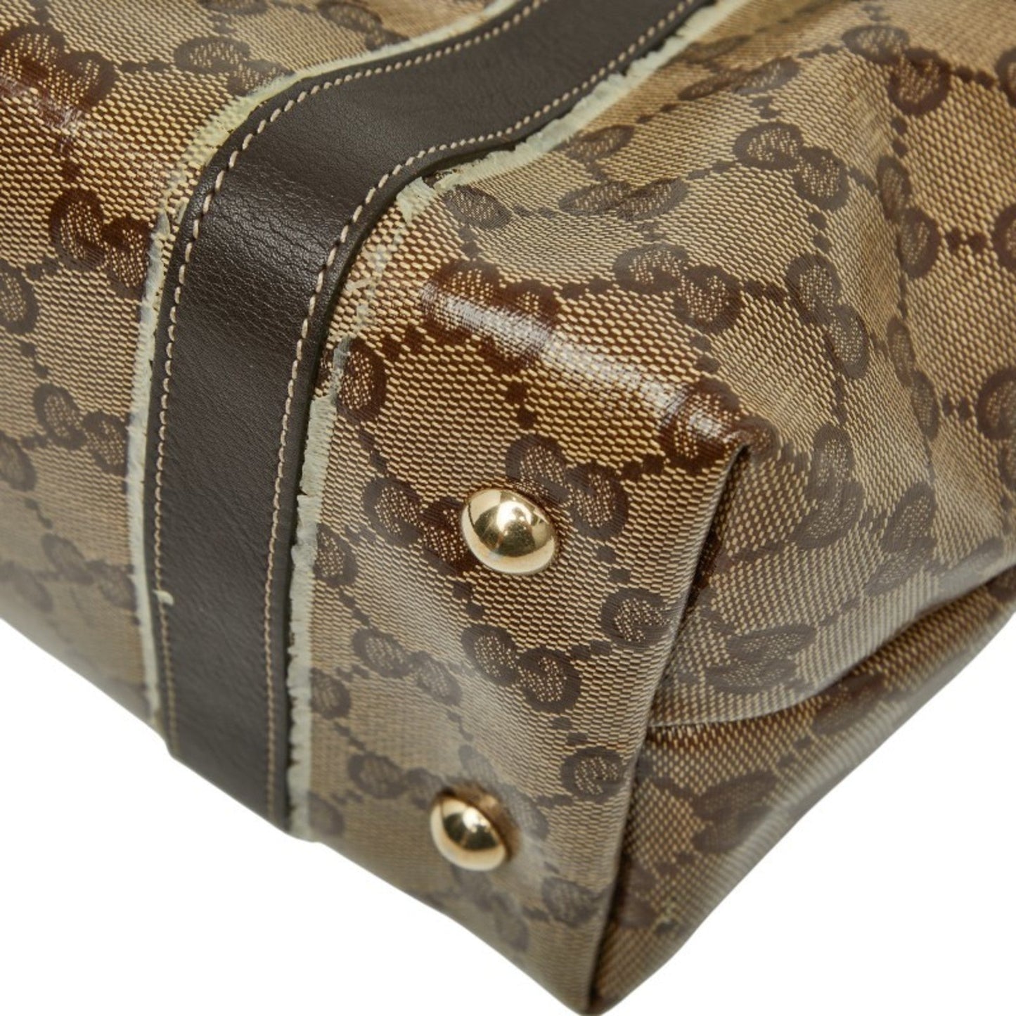 Gucci Gg Crystal Beige Brown Pvc Leather Tote Bag ( )