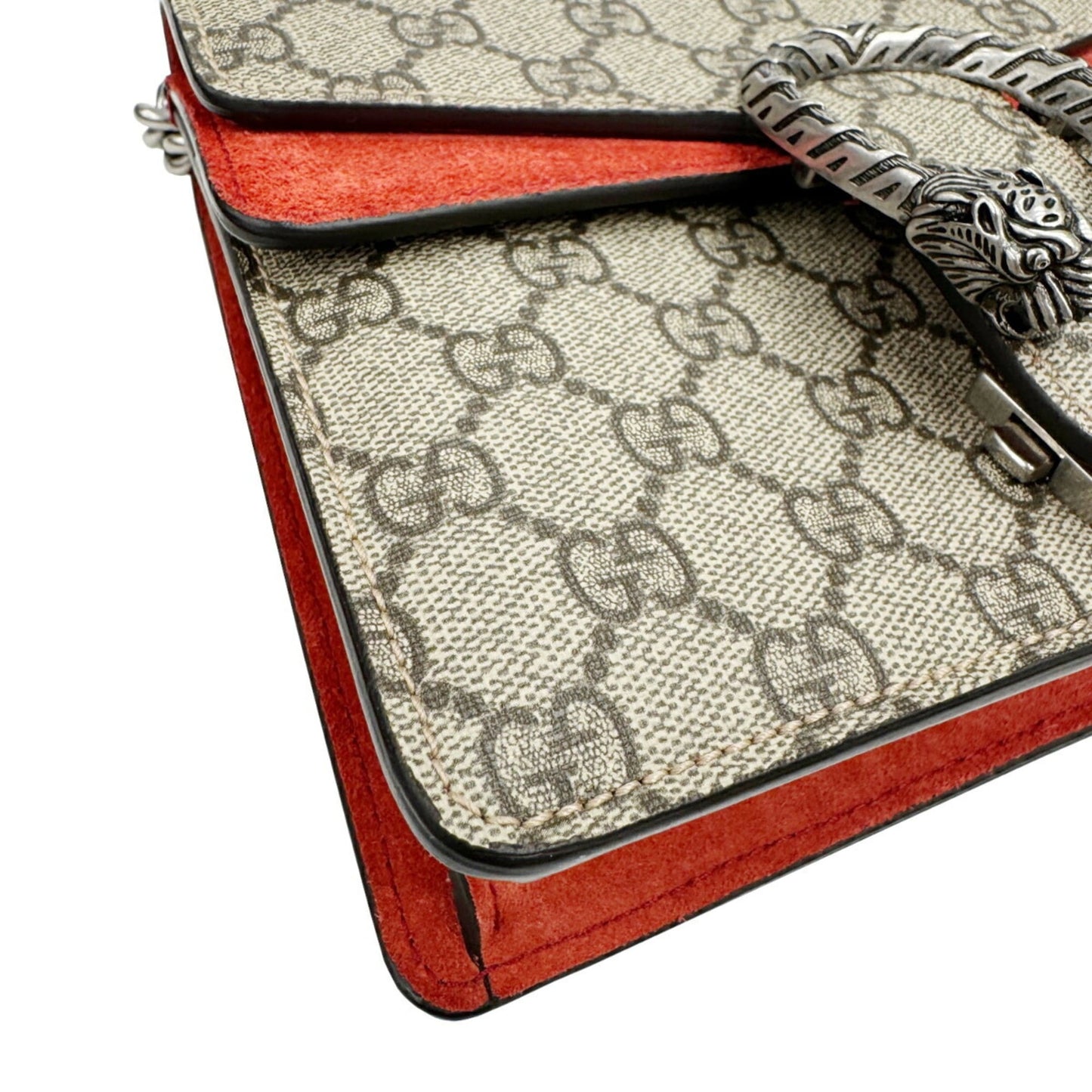 Gucci Brown Red Color Pvc Suede Handbag Shoulder Bag ( )