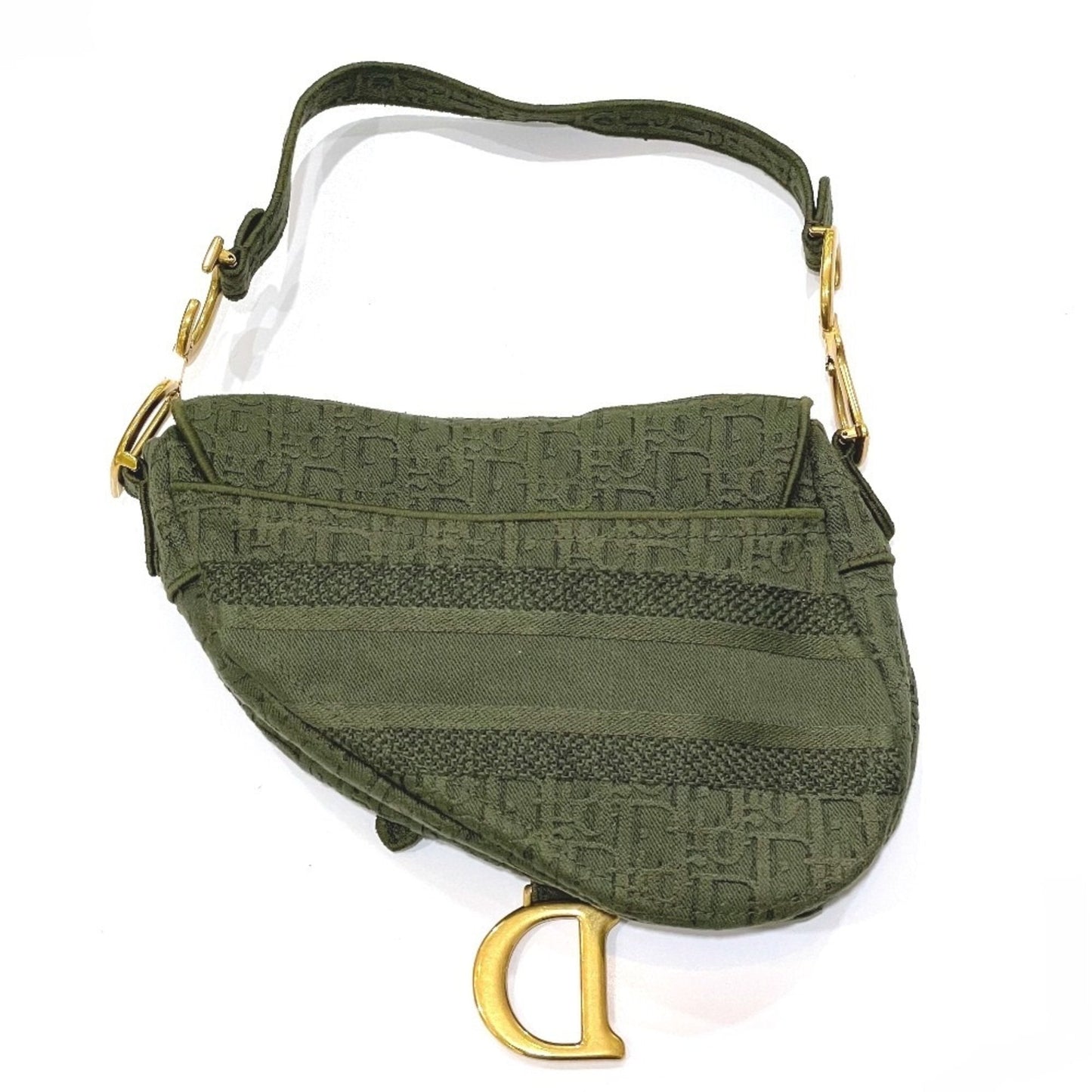Christian Dior Khaki Canvas Handbag Saddle Bag ()