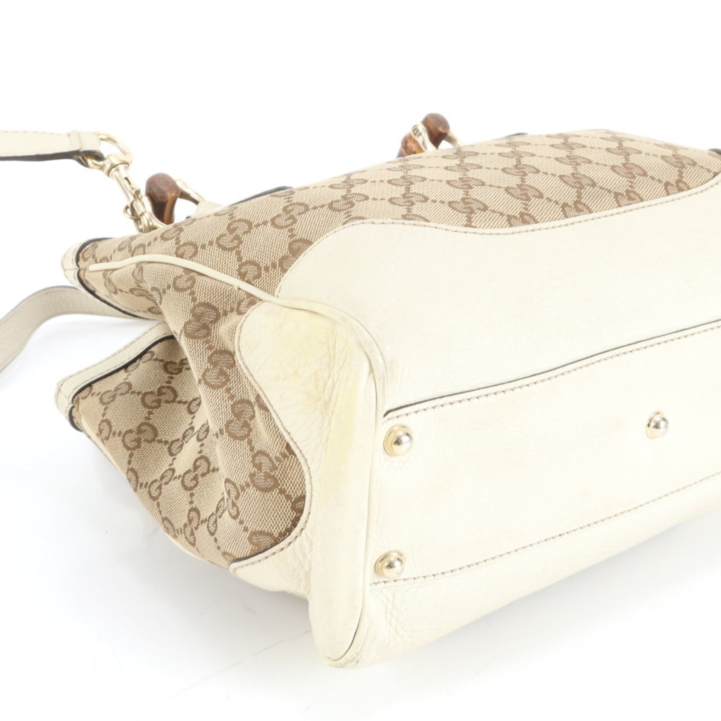 Gucci Beige Leather Canvas Shoulder Bag ( )