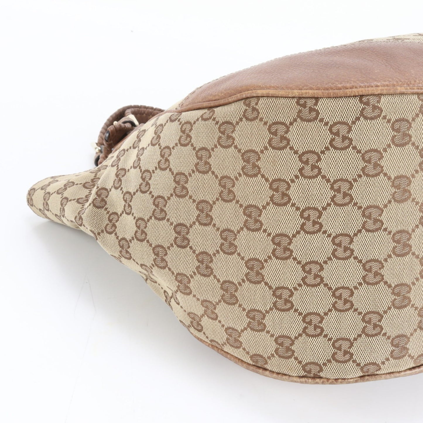 Gucci Brown Leather Canvas Tote Bag ( )