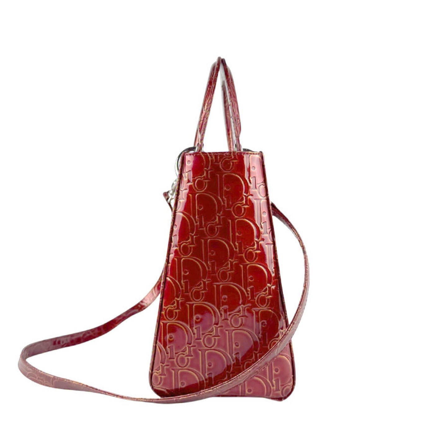 Christian Dior Red Color Patent Leather Handbag Shoulder Bag ()