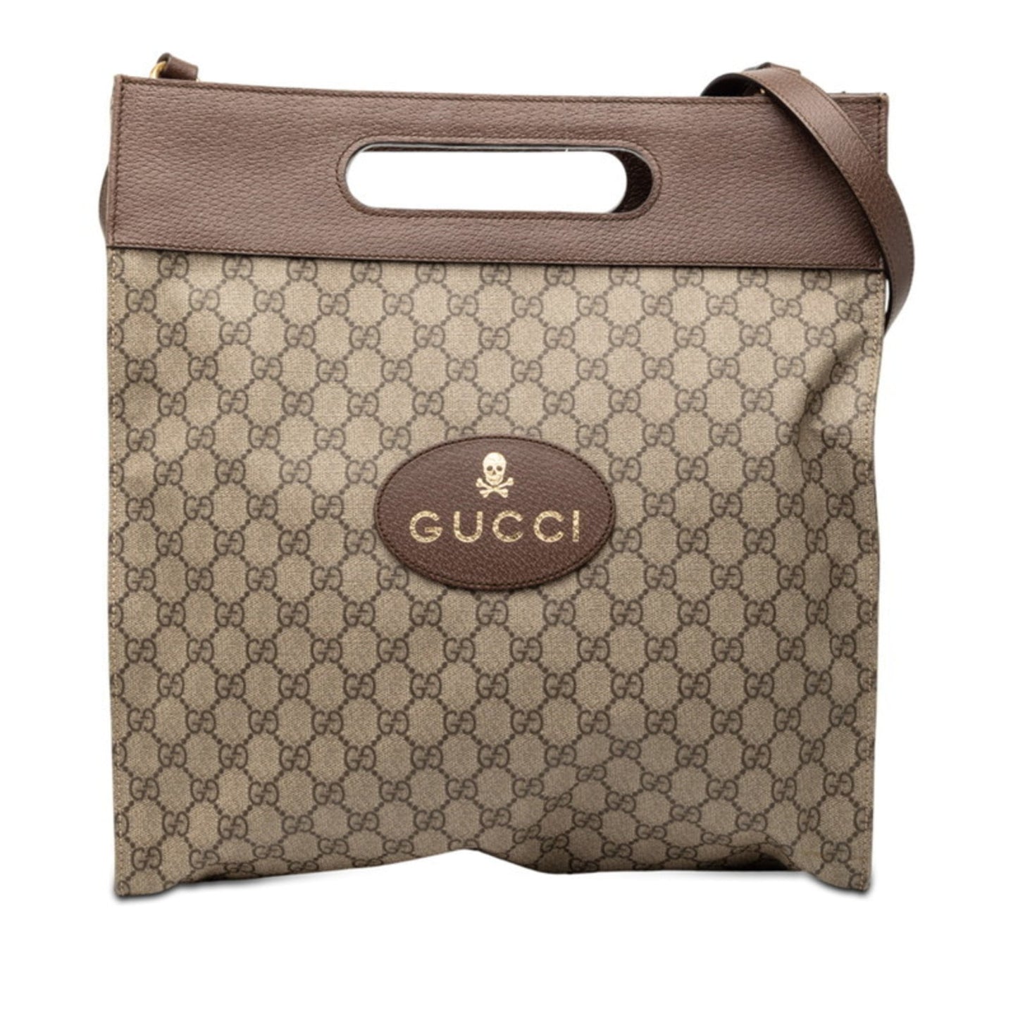 Gucci Beige Brown Gg Supreme Pvc Leather Shoulder Bag Tote Bag ( )