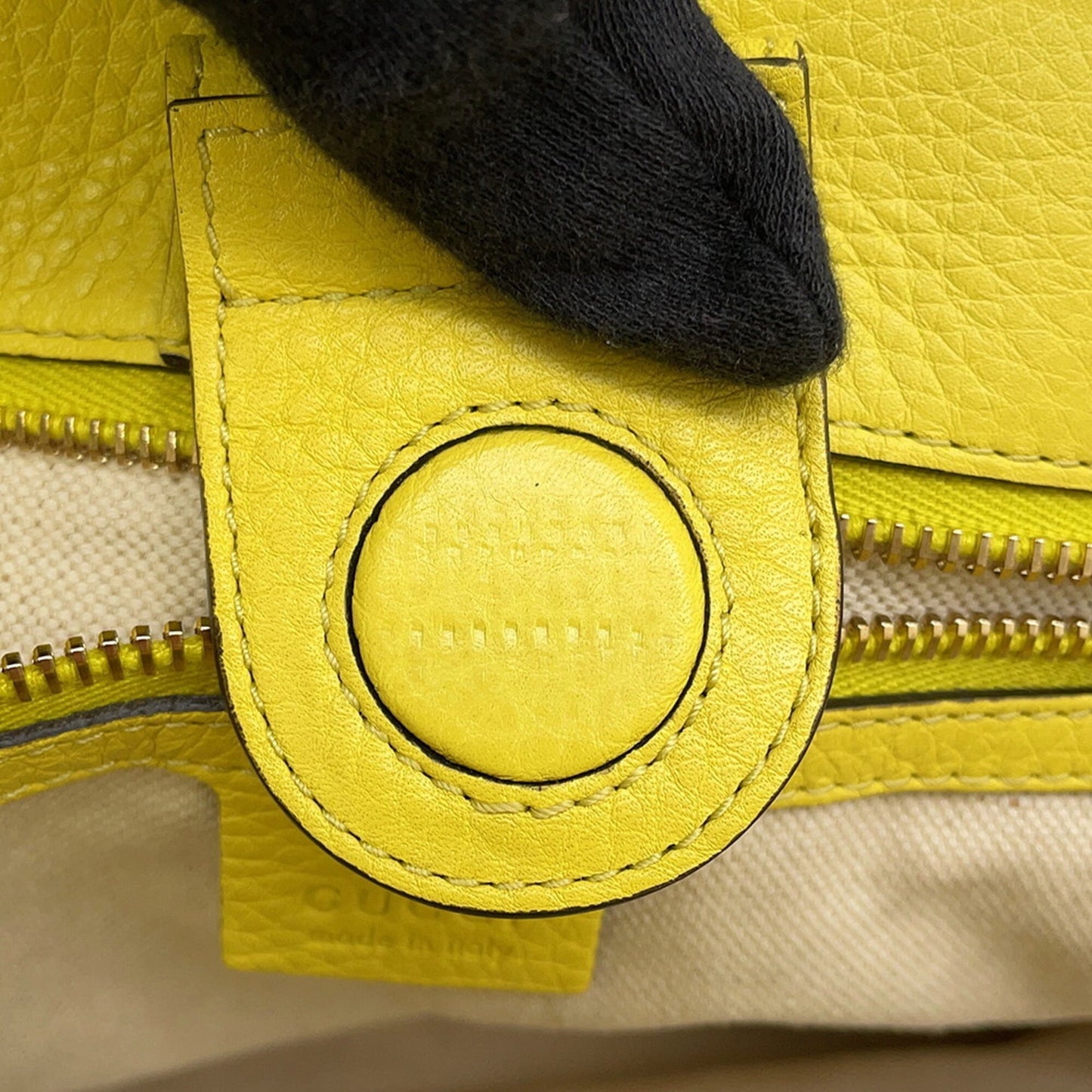 Gucci Beige Champagne Gold Yellow Bamboo Leather Tote Bag ( )