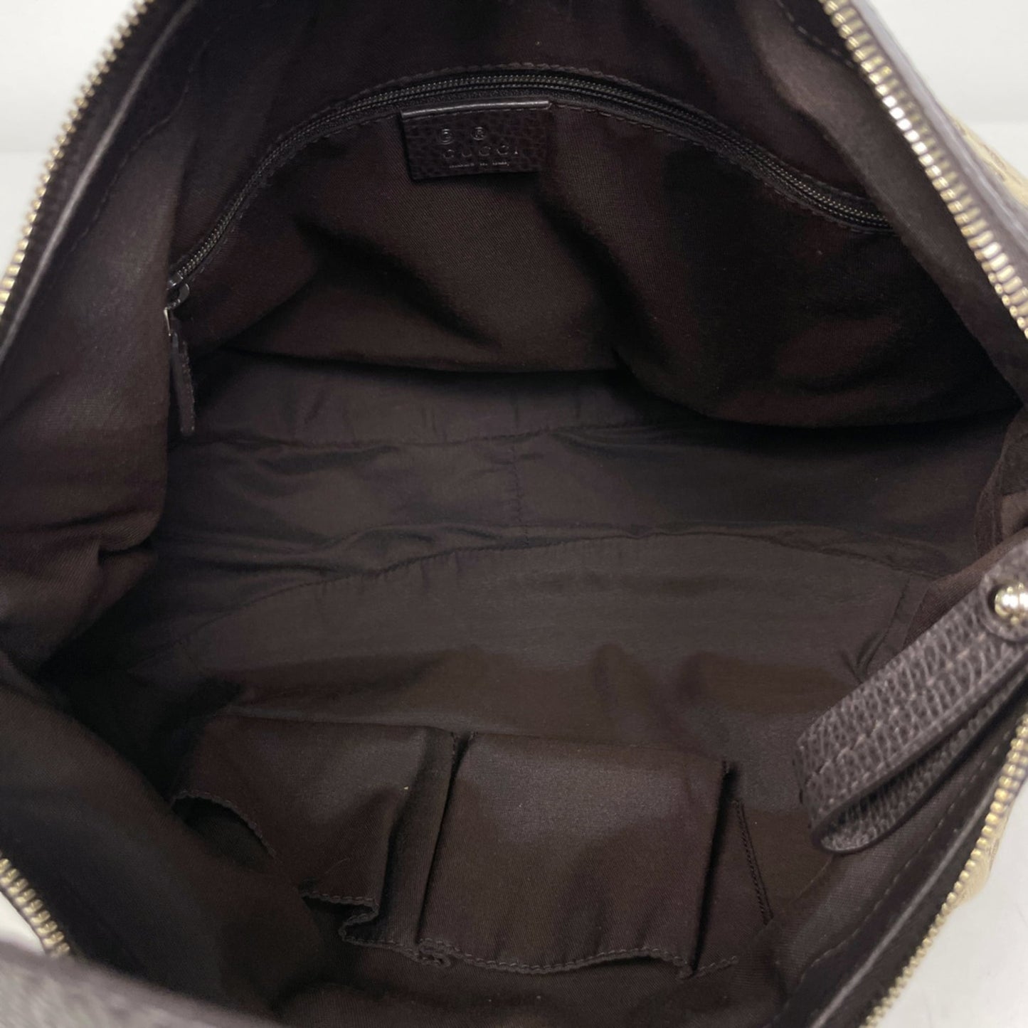 Gucci Beige Brown Gg Canvas Leather Shoulder Bag ( )
