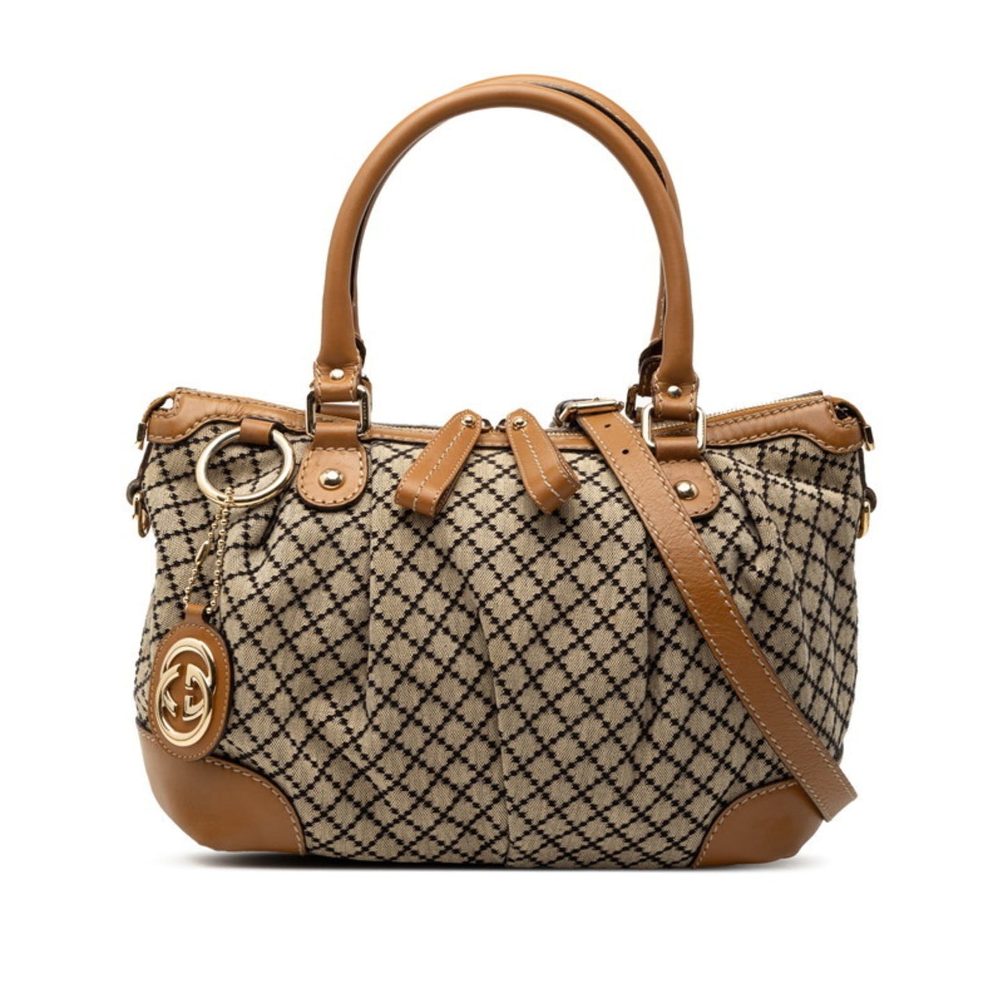 Gucci Beige Canvas Leather Handbag Shoulder Bag ( )