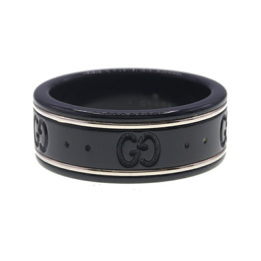 Gucci Silver Black White Gold (18K) Band Ring ( )