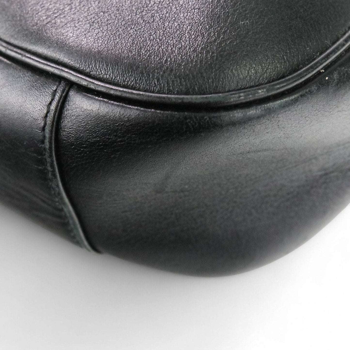 Gucci Black Leather Gg Canvas Handbag Shoulder Bag ( )