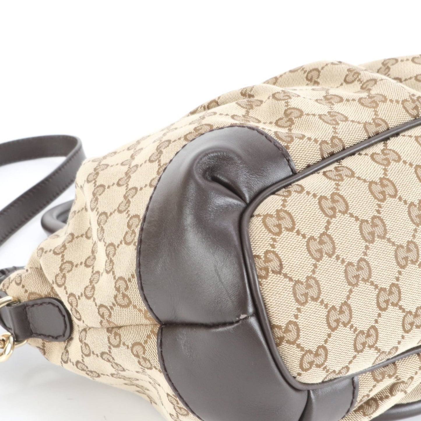 Gucci Brown Leather Canvas Shoulder Bag ( )
