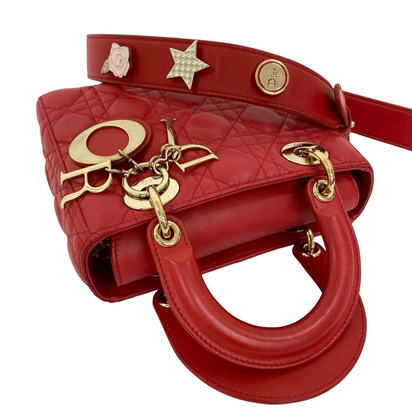 Christian Dior Red Color Leather Handbag Shoulder Bag ()