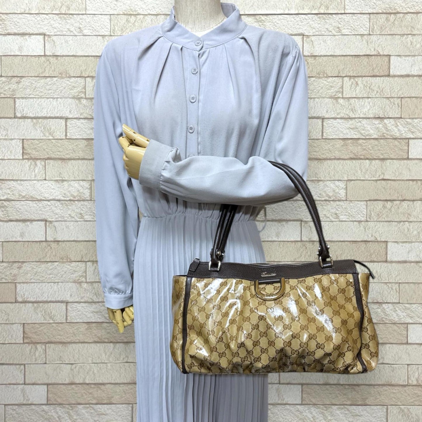 Gucci Brown Pvc Coated Canvas Tote Bag ( )
