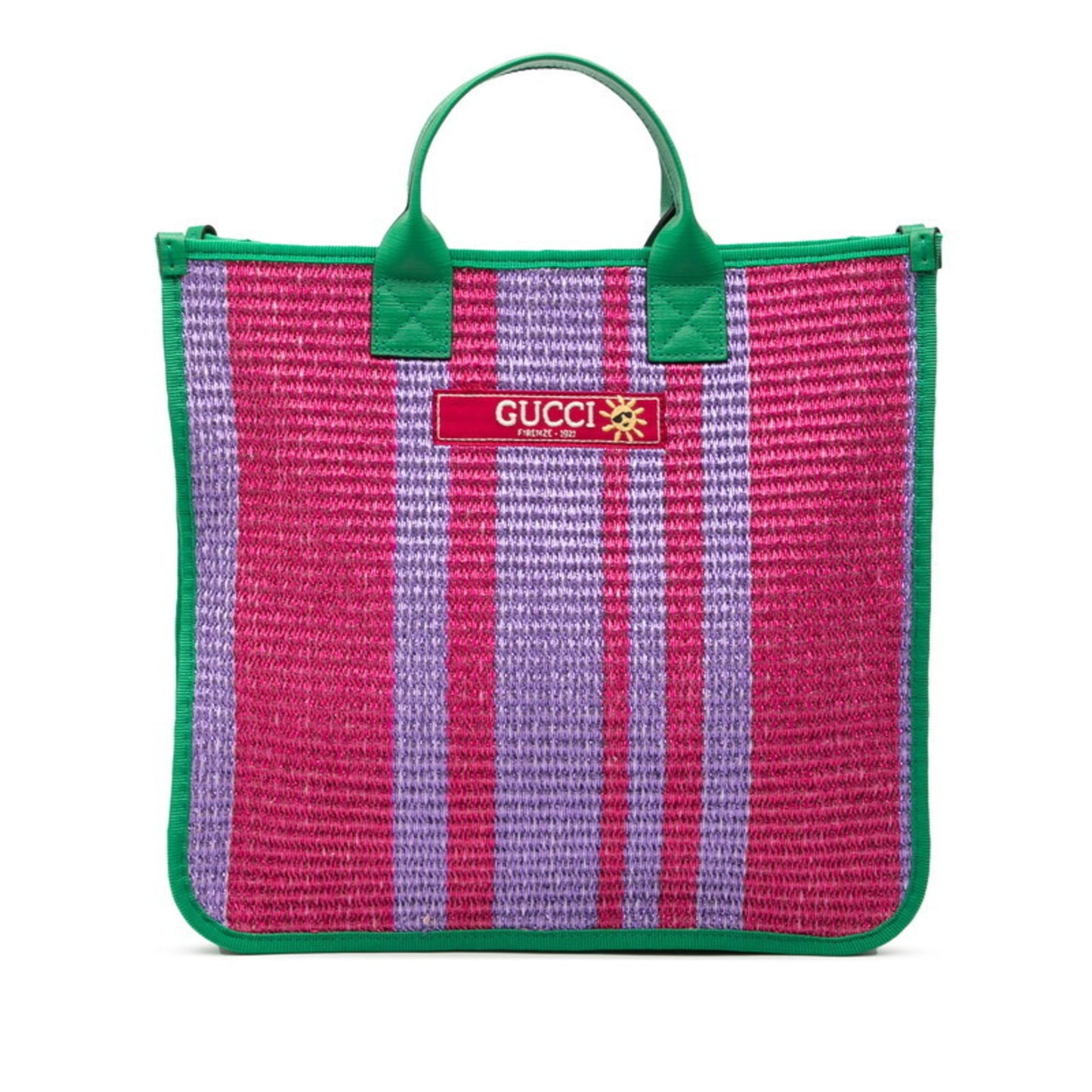 Gucci Green Purple Canvas Handbag Tote Bag ( )