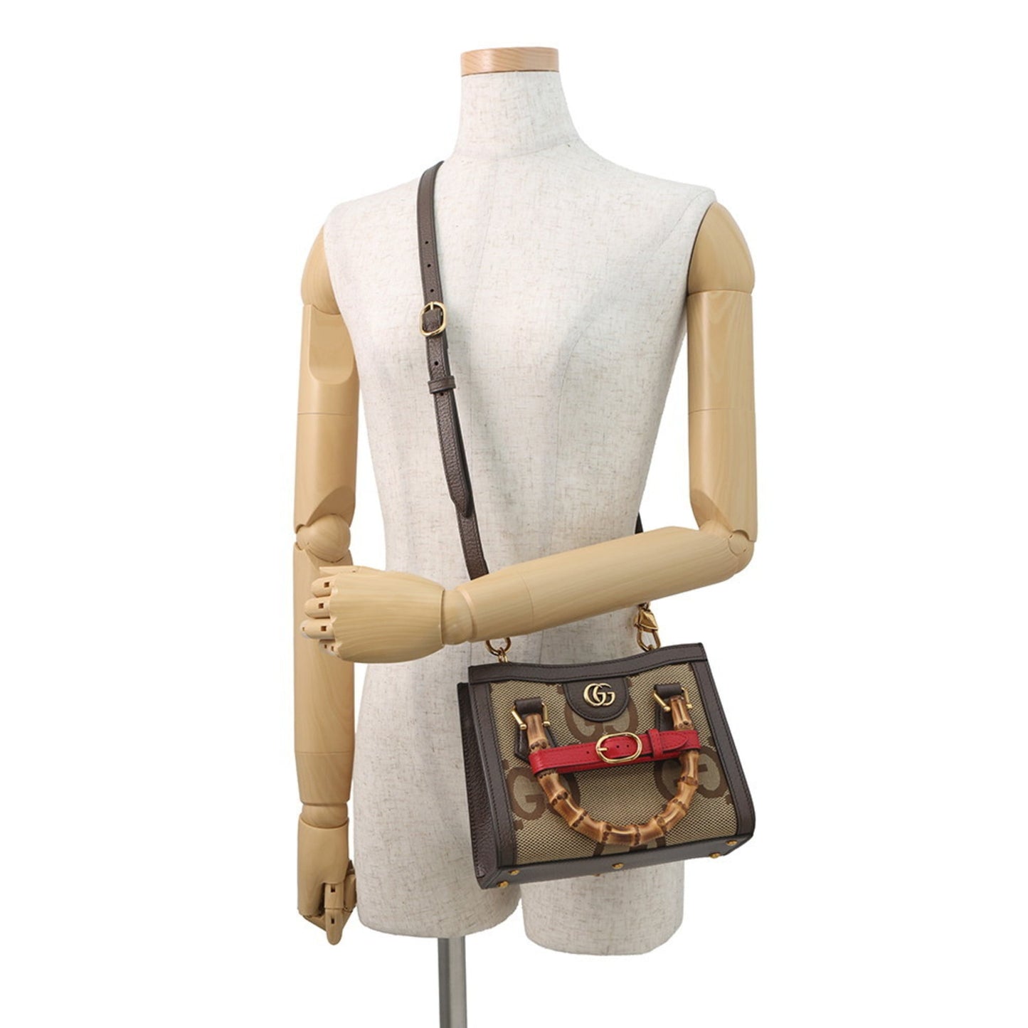 Gucci Beige Brown Gg Canvas Leather Handbag ( )