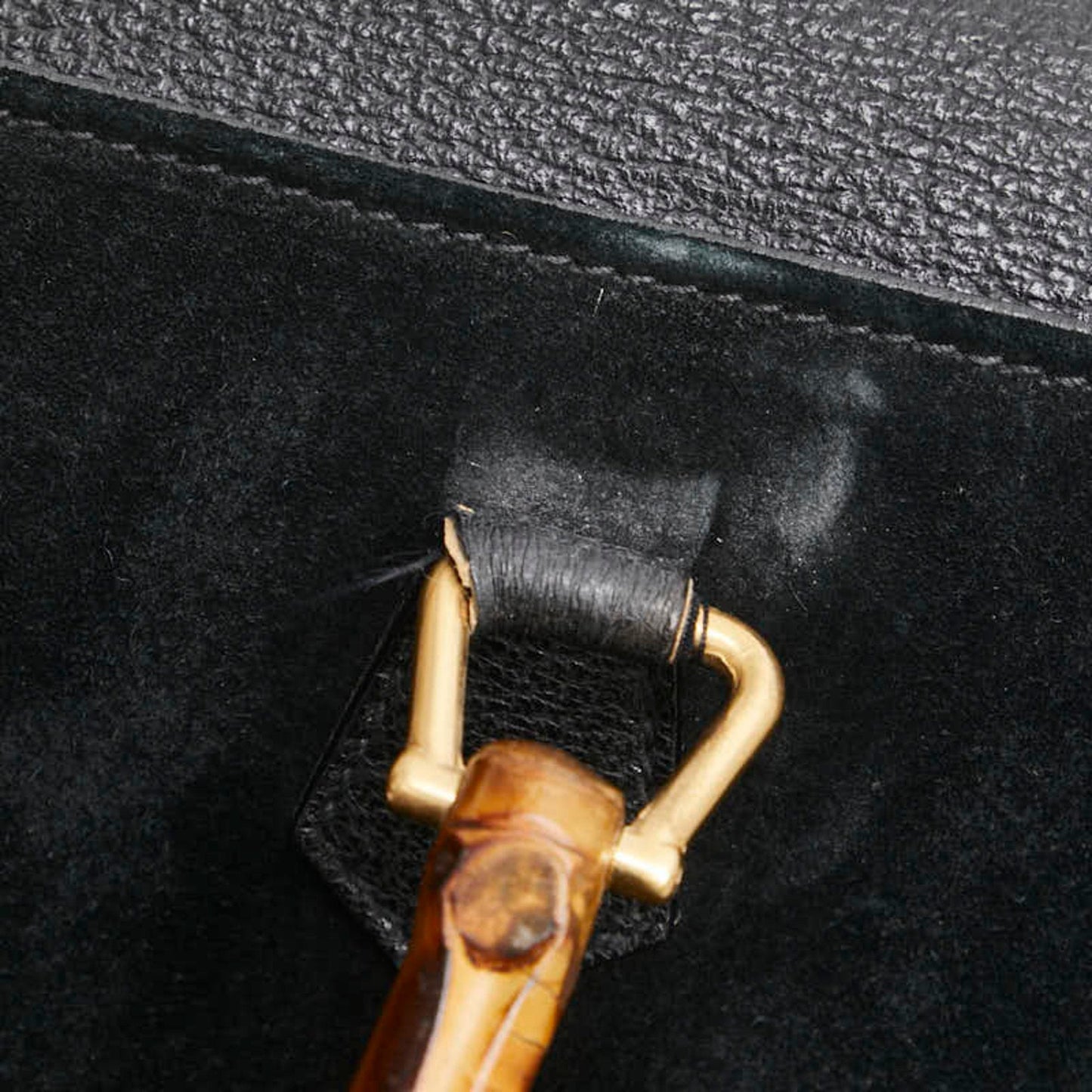 Gucci Bamboo Black Suede Leather Shoulder Bag Tote Bag ( )