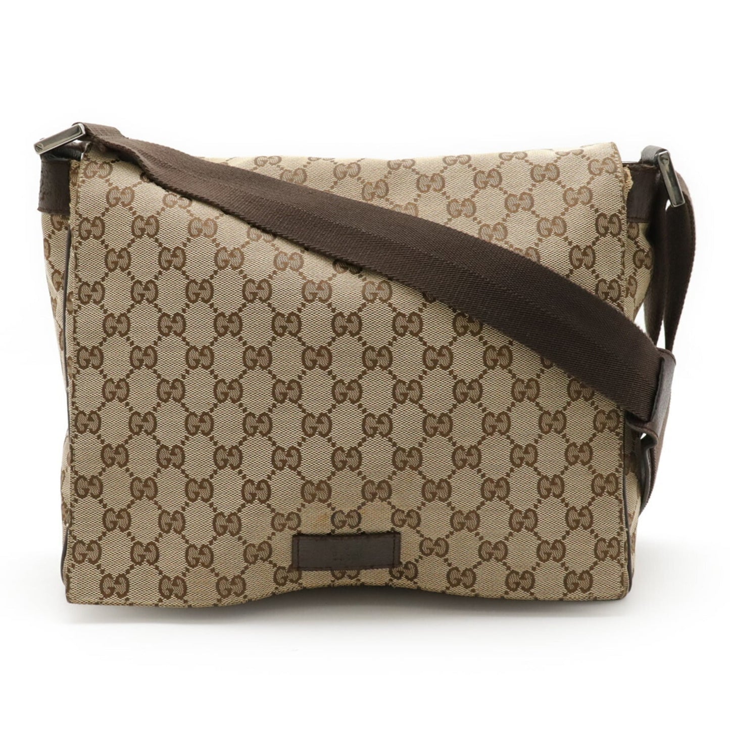 Gucci Gg Canvas Beige Dark Brown Khaki Gg Canvas Leather Shoulder Bag ( )