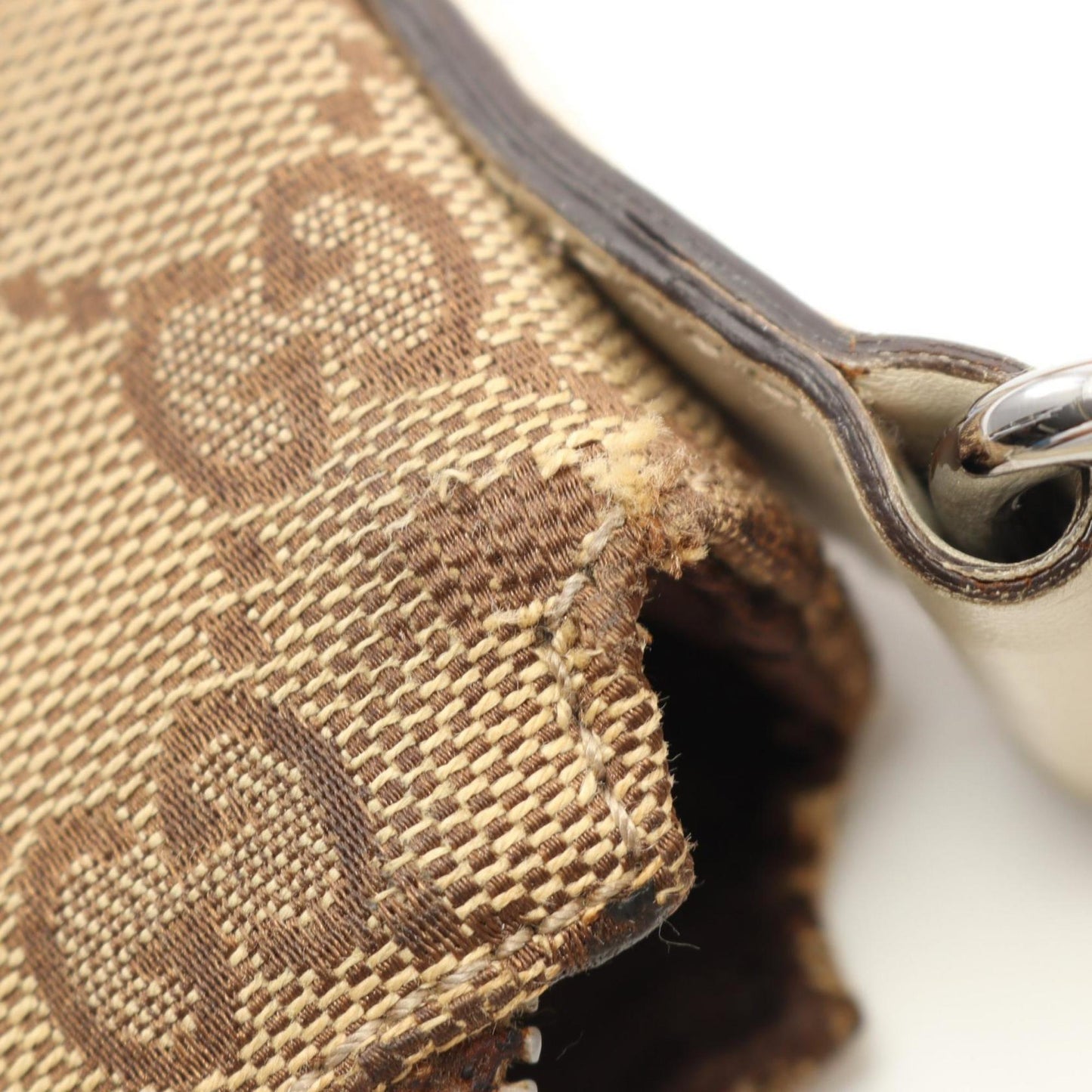 Gucci Gg Canvas Beige White Gg Canvas Leather Shoulder Bag ( )