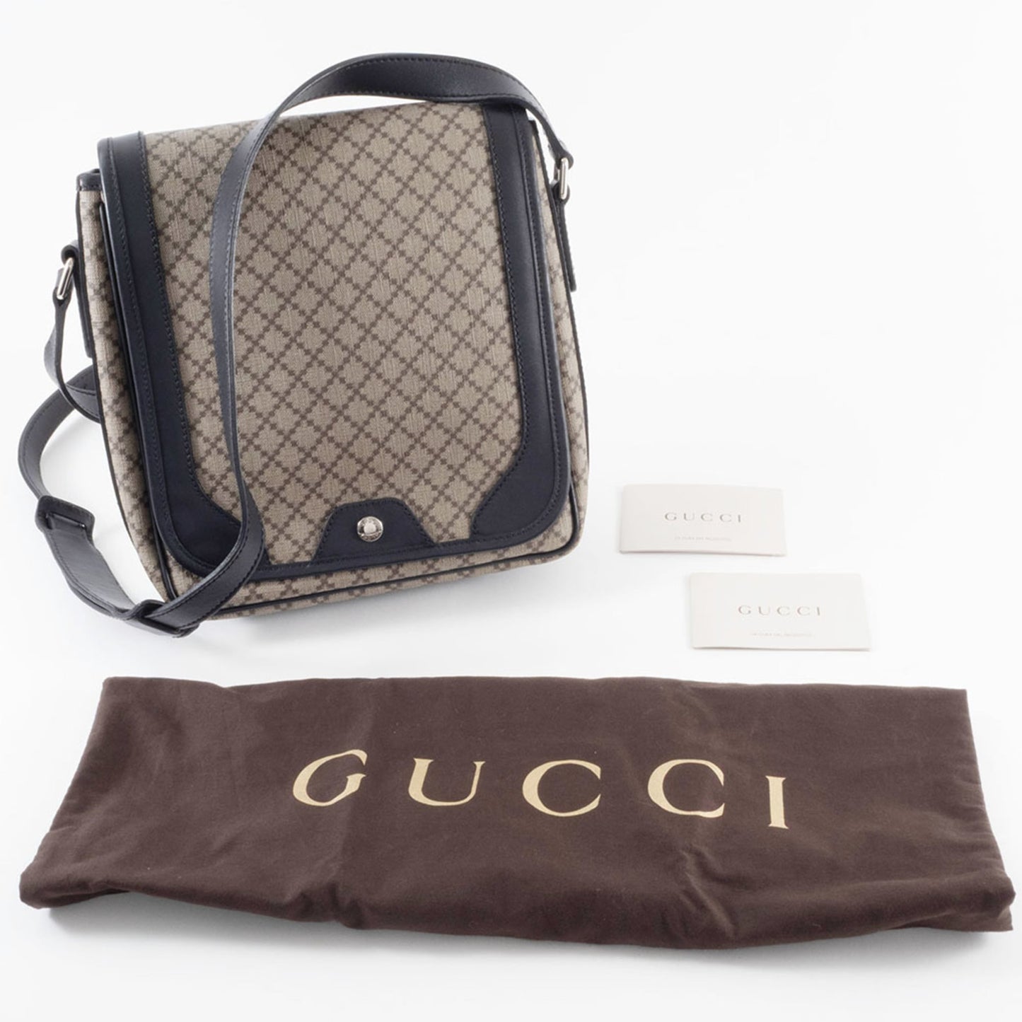 Gucci Beige Black Pvc Leather Shoulder Bag ( )