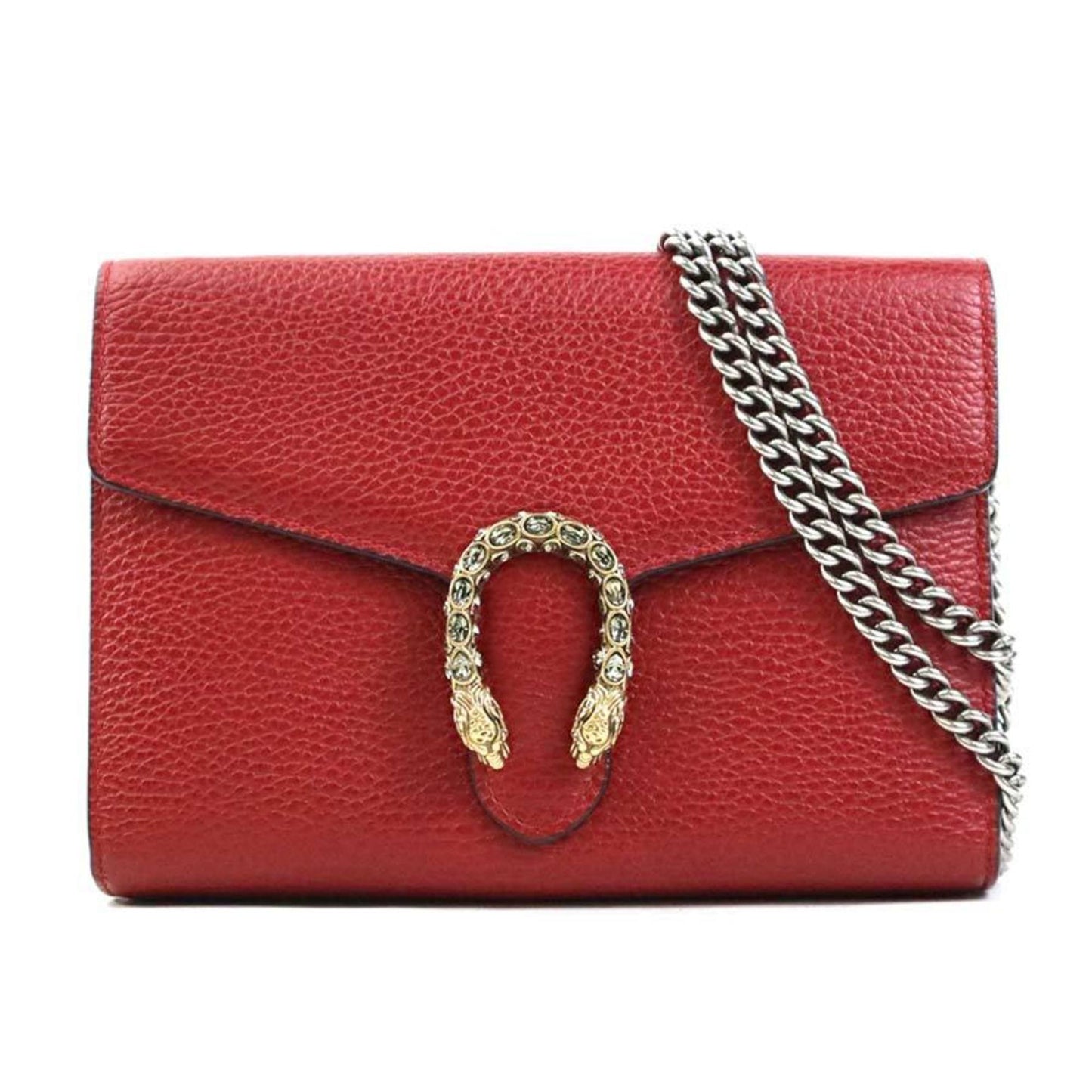 Gucci Red Color Leather Chain/Shoulder Wallet ( )