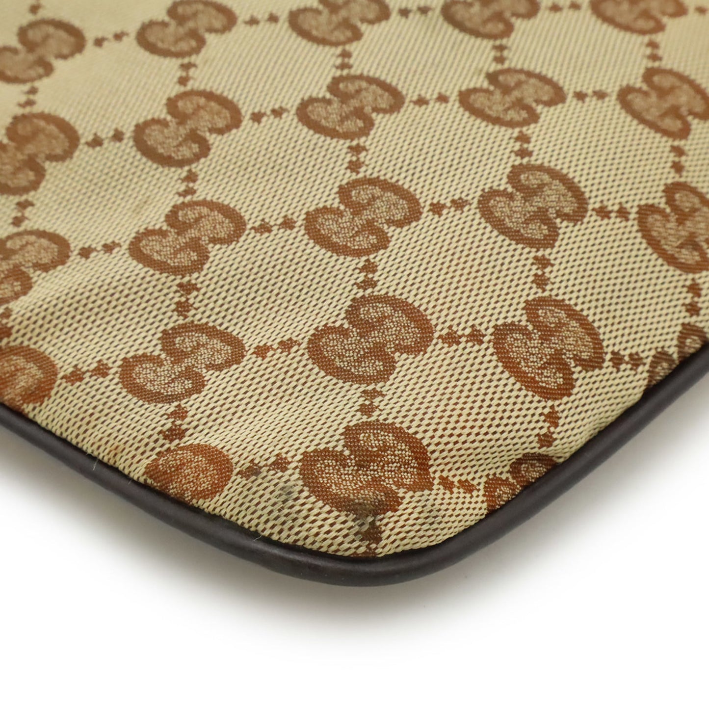 Gucci Beige Black Brown Dark Brown Nylon Canvas Shoulder Bag ( )